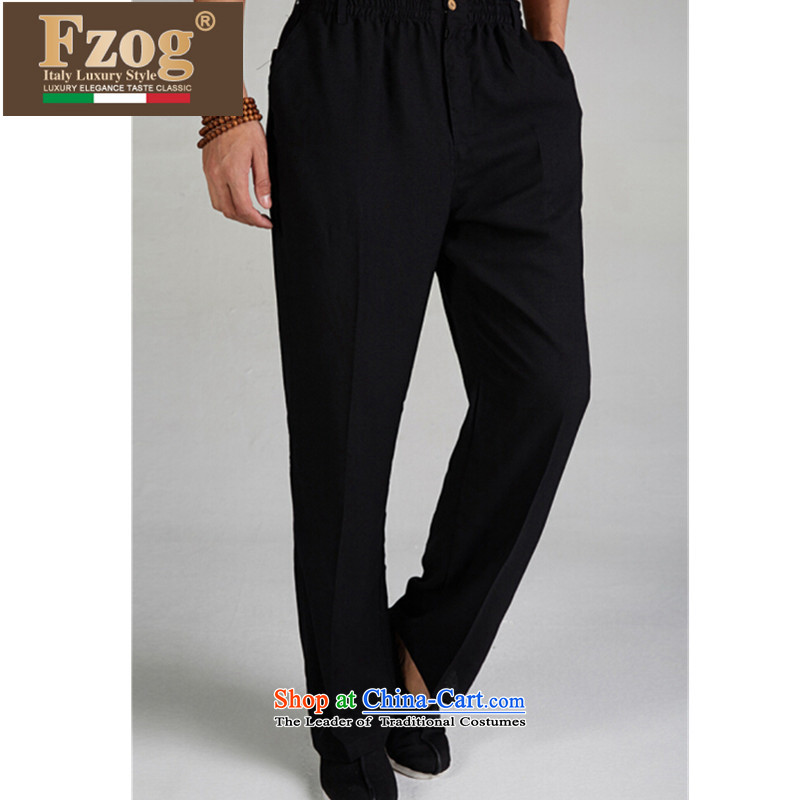The new 2015 FZOG genuine Chinese elastic waist trousers men summer Tang casual comfortable long pants black L,fzog,,, shopping on the Internet