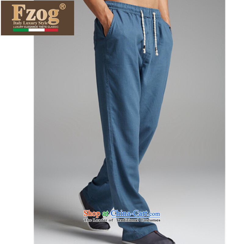 The new summer 2015 FZOG retro fitted men  Tang comfortable elastic waist long pants China wind blue XL,FZOG,,, shopping on the Internet