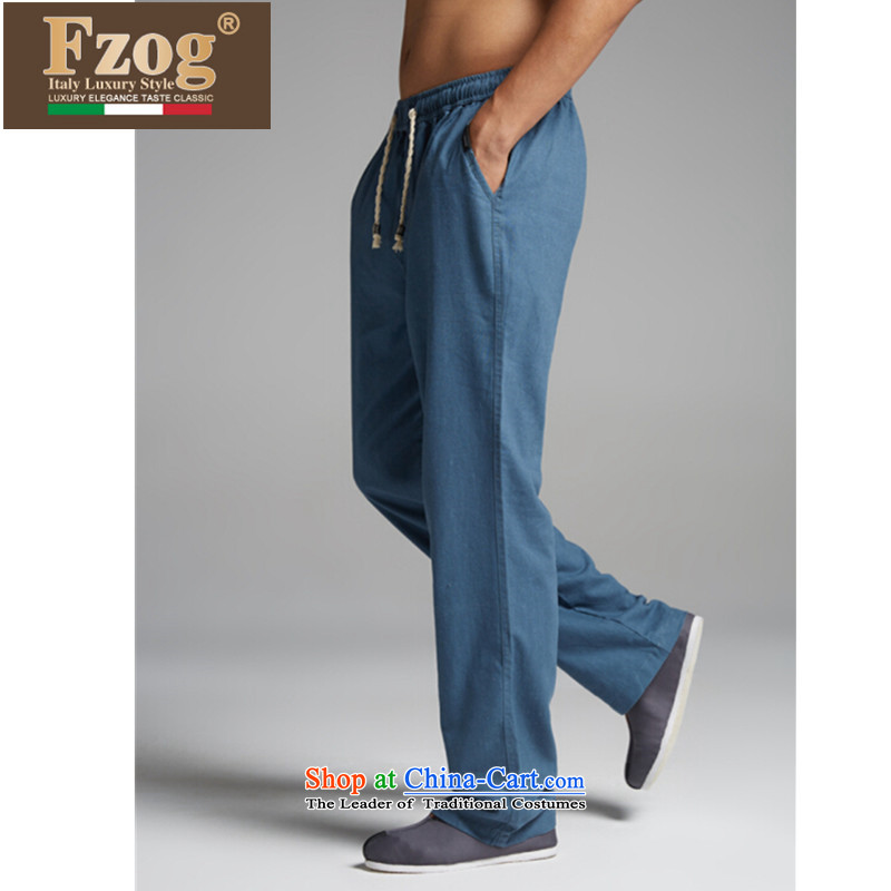 The new summer 2015 FZOG retro fitted men  Tang comfortable elastic waist long pants China wind blue XL,FZOG,,, shopping on the Internet