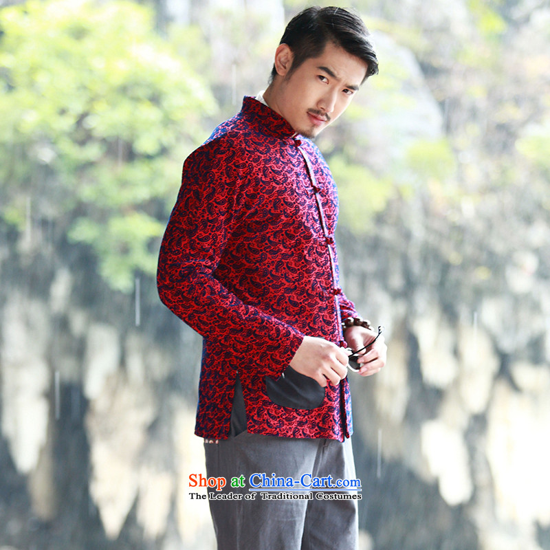 Jockeys Leopard health jacket men Tang dynasty 2015 Autumn New China wind collar disc tie long-sleeved stylish men designer brands of cashew nuts , M, riding a leopard who red (QIBAOLANG) , , , shopping on the Internet