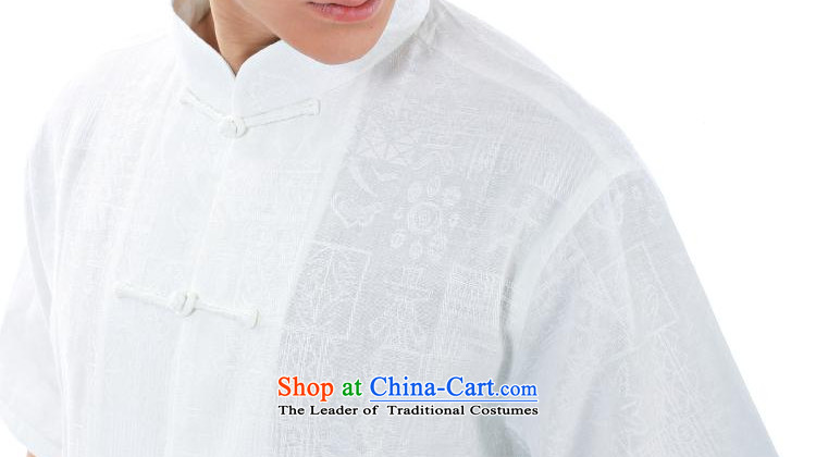 The dispatch of new products in the summer load Tang Man white linen jacquard short-sleeved T-shirt new Chinese literary van collar retro-tie china wind youth Dress Shirt only white linen jacquard short-sleeved T-shirt XXXL picture, prices, brand platters! The elections are supplied in the national character of distribution, so action, buy now enjoy more preferential! As soon as possible.