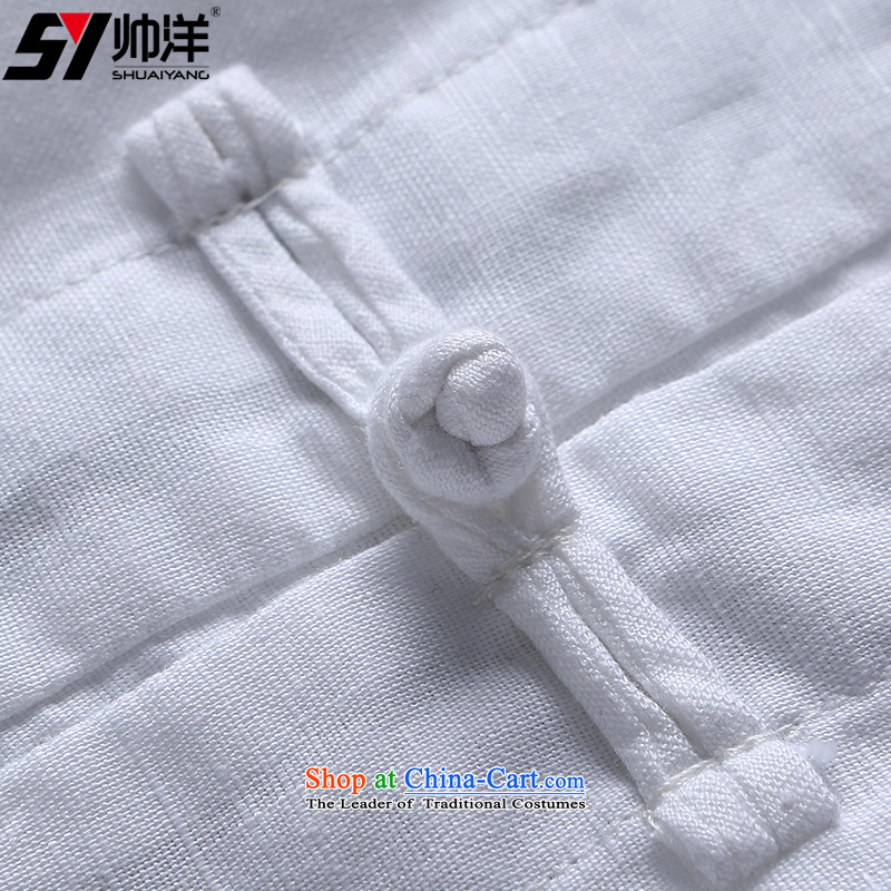 The new 2015 Yang Shuai cotton linen men Tang dynasty China wind long sleeved shirt collar shirt wild forming the Chinese white shirt 40/170, SHUAIYANG Yang (Shuai) , , , shopping on the Internet