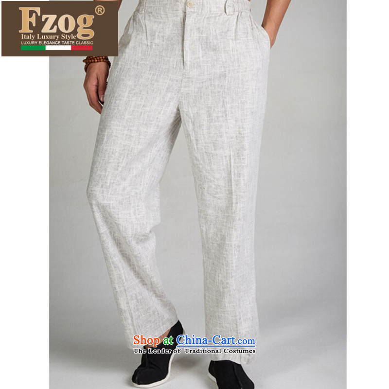   Tang Dynasty Chinese men FZOG long pants 2015 Summer new genuine breathable loose large Down Light Gray XXXXL,FZOG,,, shopping on the Internet