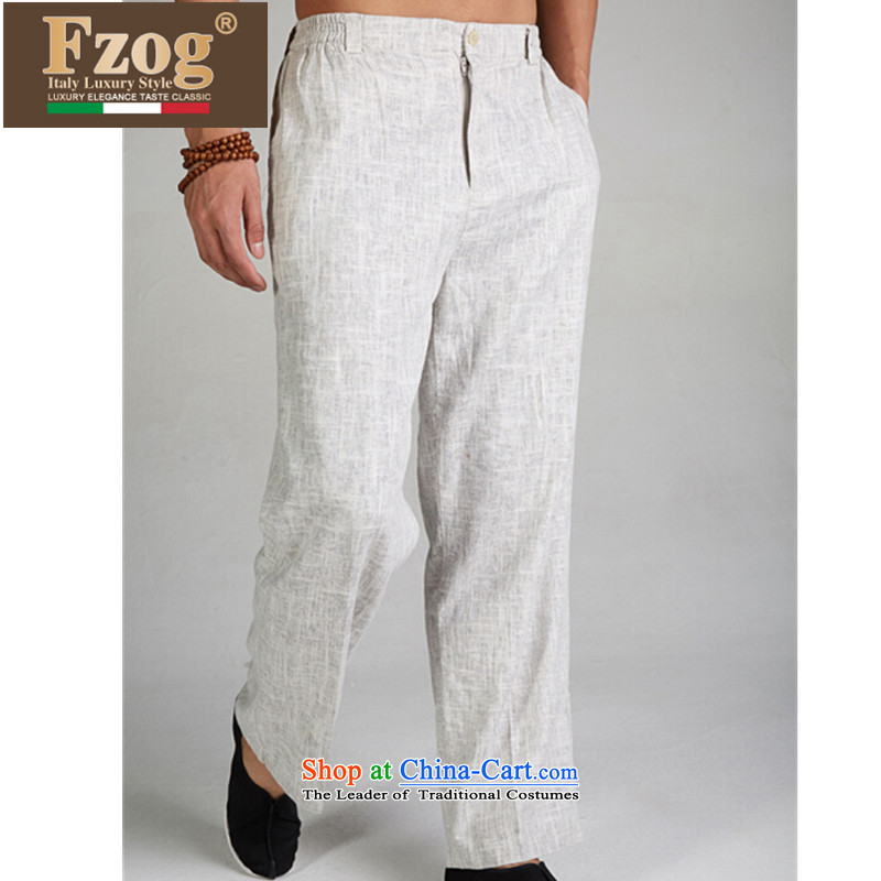   Tang Dynasty Chinese men FZOG long pants 2015 Summer new genuine breathable loose large Down Light Gray XXXXL,FZOG,,, shopping on the Internet