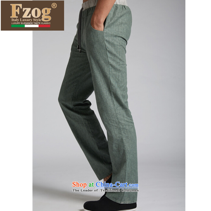   Tang Dynasty FZOG genuine counters new leisure loose spring and summer trousers traditional Chinese men's trousers green M,fzog,,, shopping on the Internet