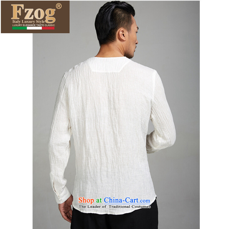   High-end products, China FZOG wind men Chinese linen Long-sleeve summer round-neck collar retro Tang dynasty white M,fzog,,, shopping on the Internet