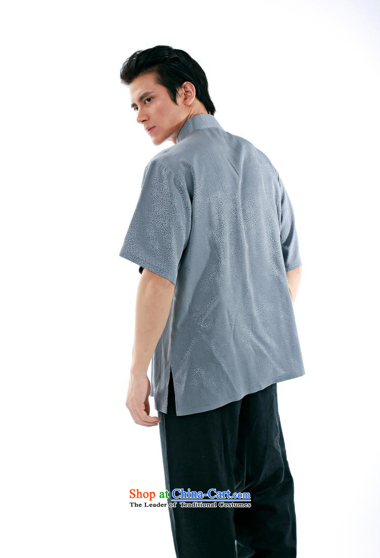 The dispatch of summer Silk Satin Men Sauna wave youth Tang Dynasty Short-Sleeve Mock-Neck liberal Chinese China wind up charge-back collar Tang dynasty summer silk Chinese short-sleeved gray sauna band short-sleeved T-shirt M picture, prices, brand platters! The elections are supplied in the national character of distribution, so action, buy now enjoy more preferential! As soon as possible.