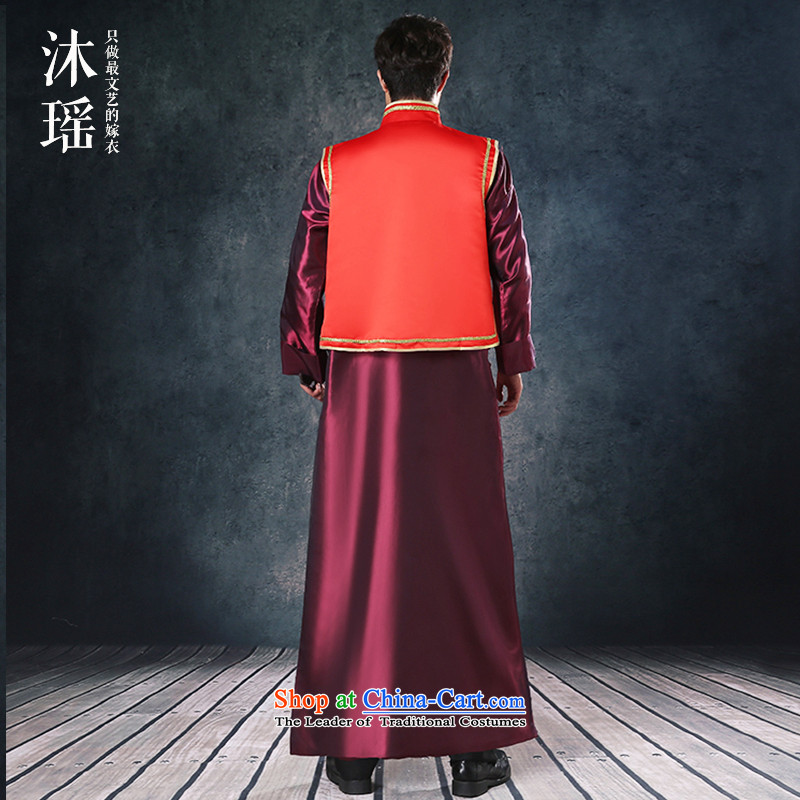 Bathing in the Chinese men Sau Yiu Wo service long drink service kit A bridegroom-soo and gowns men welcome ceremony for autumn and winter costume Large Tang dynasty red made thick red M chest 114CM, Mu Yao , , , shopping on the Internet