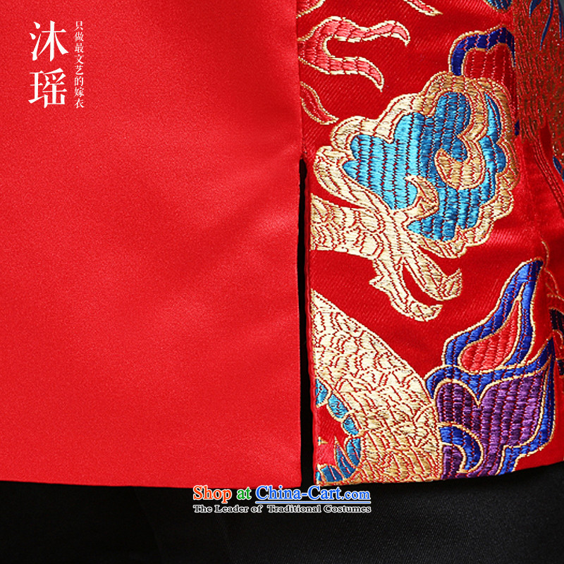Pang Daomu men yao Su Wo Service of the bridegroom Chinese men married wedding dresses bows service men Chinese tunic Sau San Tong replacing large red suit autumn and winter thick-made single-sided dragon S6412 L chest 120CM, Mu Yao , , , shopping on the