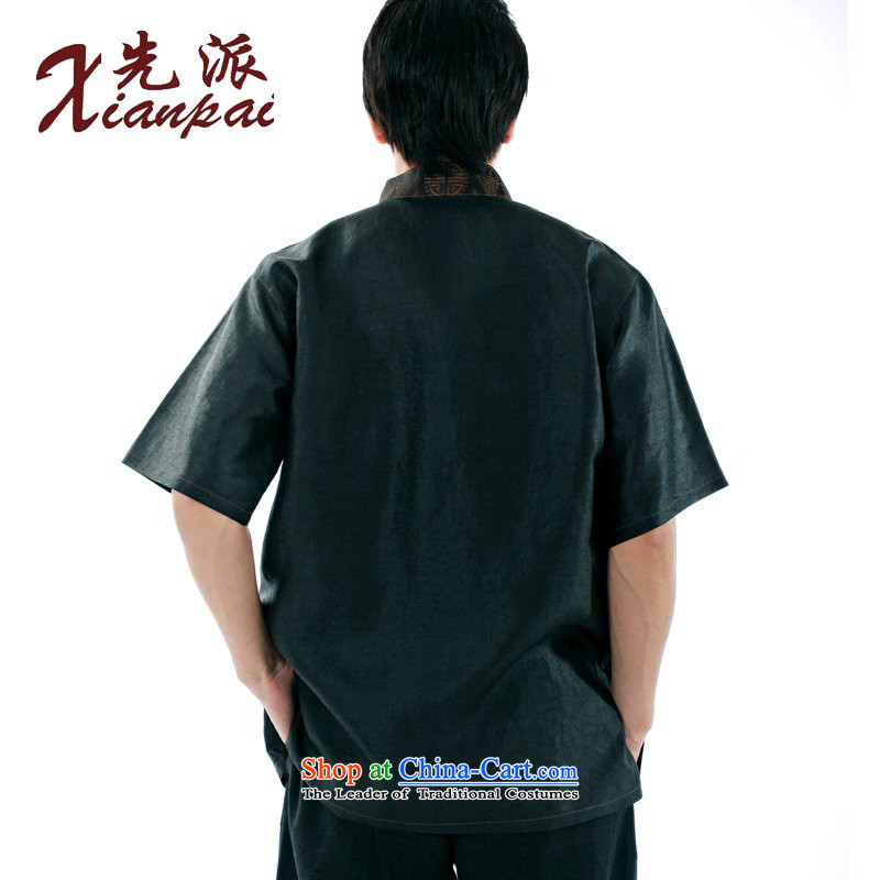 To send the new summer spell of stylish handmade silk Heung-cloud Tang dynasty yarn male short-sleeved Chinese Dress Shirt-buttoned, stylish China wind high-end father dress Heung-cloud fish yarn short-sleeved T-shirt , L, dispatch (xianpai) , , , shoppin