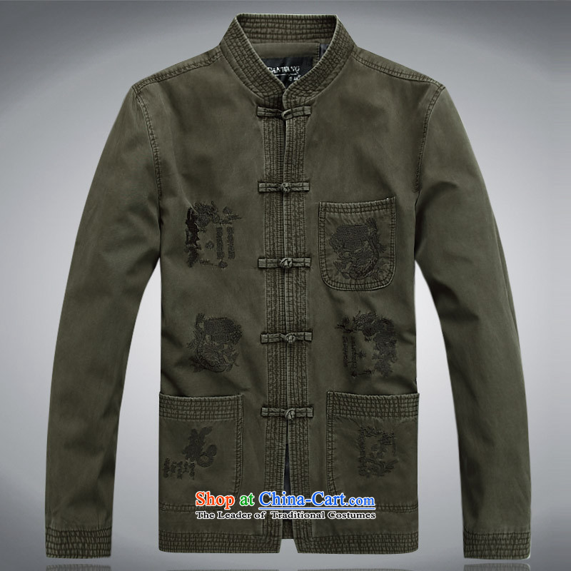 The autumn and winter, aeroline men Tang dynasty China wind long-sleeved jacket in both the father of older Army Green XXL,MEROPIA,,, shopping on the Internet