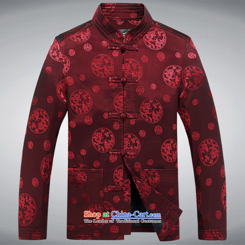 The autumn and winter, aeroline men Tang dynasty China wind long-sleeved father in dark red jacket XXL,MEROPIA,,, older shopping on the Internet