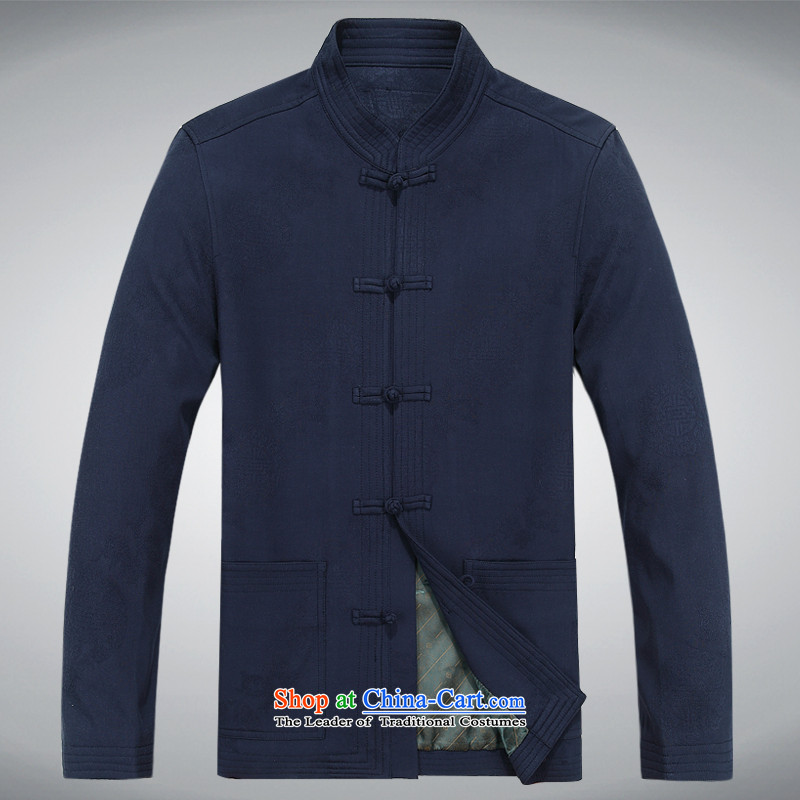 The autumn and winter, aeroline men Tang dynasty China wind long-sleeved father in older packaged deep blue L,MEROPIA,,, shopping on the Internet