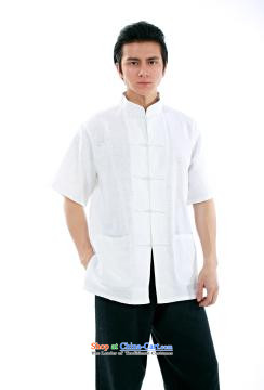 To send a new summer, new Chinese linen short-sleeved T-shirt traditional feel casual relaxd father collar disc buttoned, Tang dynasty China wind stylish men's Dress Shirt Only Blue Linen short-sleeved T-shirt XXL picture, prices, brand platters! The elections are supplied in the national character of distribution, so action, buy now enjoy more preferential! As soon as possible.