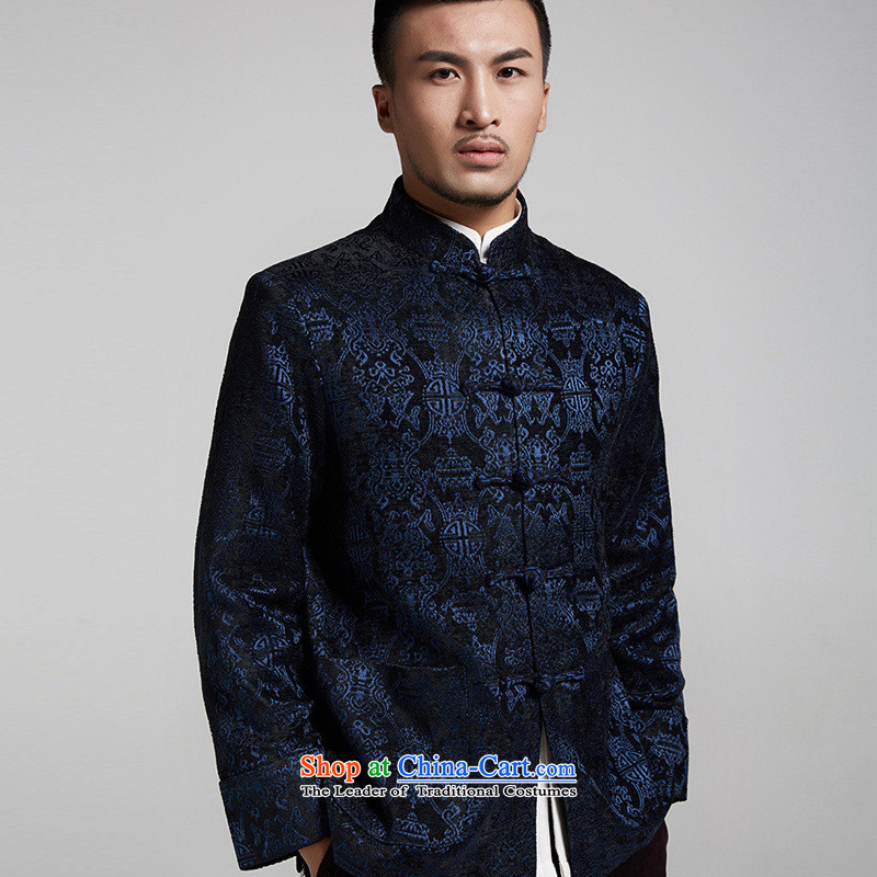 De Fudo fishery adhesive Small Tang dynasty and flip the cuffs autumn and winter long-sleeve sweater with flower patterns mentioned Chinese China wind Chinese clothing dark blue 2XL/180, de fudo shopping on the Internet has been pressed.