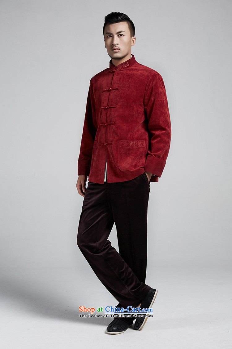 Fudo de feng ze autumn and winter men Tang jackets in Chinese older flip sleeved shirt collar China wind Chinese clothing Crimson Red XL Photo, prices, brand platters! The elections are supplied in the national character of distribution, so action, buy now enjoy more preferential! As soon as possible.