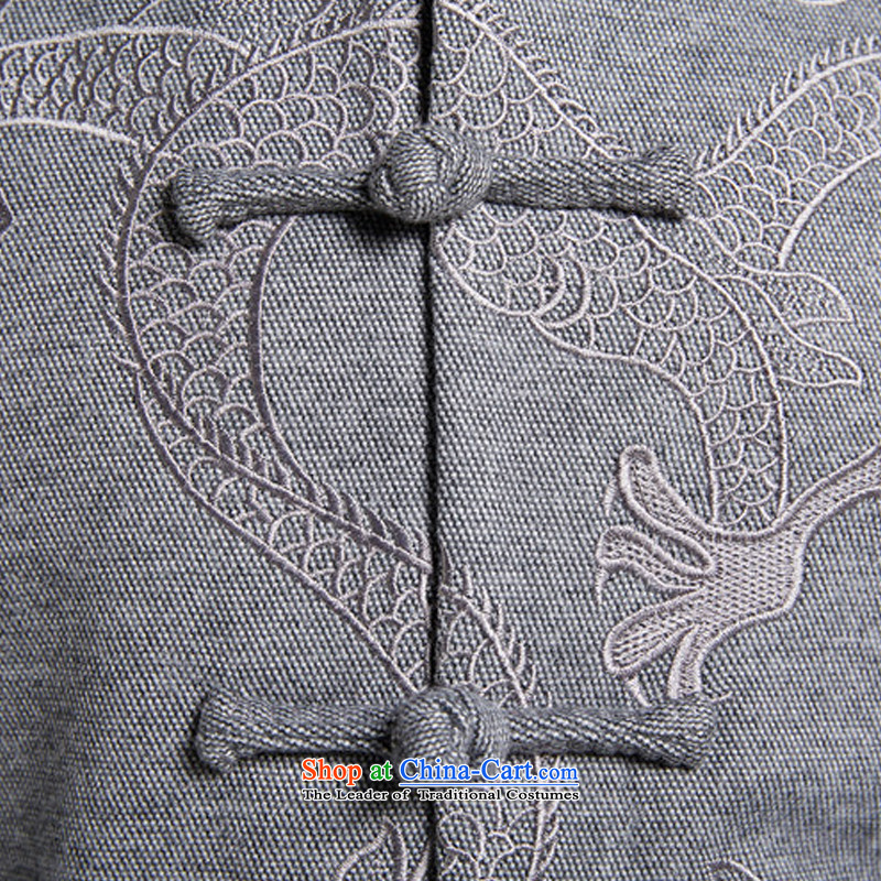 De Fudo Dragon embroidery genuine Tang Dynasty Chinese long-sleeve sweater men fall and winter clothes China wind Chinese clothing gray XL, Tak Fudo shopping on the Internet has been pressed.