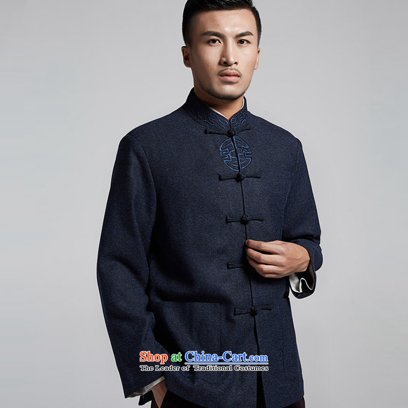 Fudo de is stuck in the former Yugoslavia Tang dynasty and long-sleeved jacket for autumn and winter Chinese embroidery manually disc detained men's jackets Chinese clothing in Tang dynasty blue 3XL, older de fudo shopping on the Internet has been pressed