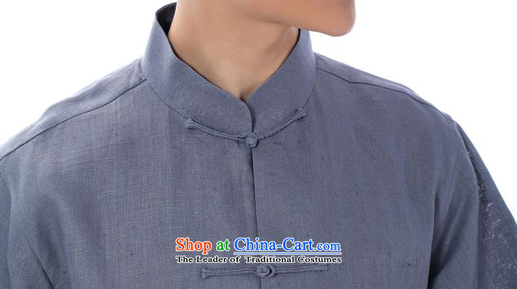 The dispatch of the summer of Tang Dynasty pure color linen male short-sleeve loose China wind men t-shirt and a mock-neck tie up national wind in older China wind gray-blue linen clothes only short-sleeved T-shirt XL Photo, prices, brand platters! The elections are supplied in the national character of distribution, so action, buy now enjoy more preferential! As soon as possible.