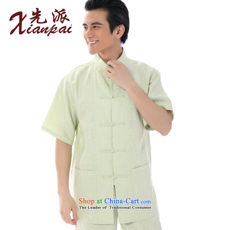 The dispatch of China wind Chinese tunic Chinese men of older persons in the summer linen loose Tang dynasty increase short-sleeved T-shirt men Han-national services only T-shirt linen ball-light green short-sleeved T-shirt , L, dispatch (xianpai) , , , s