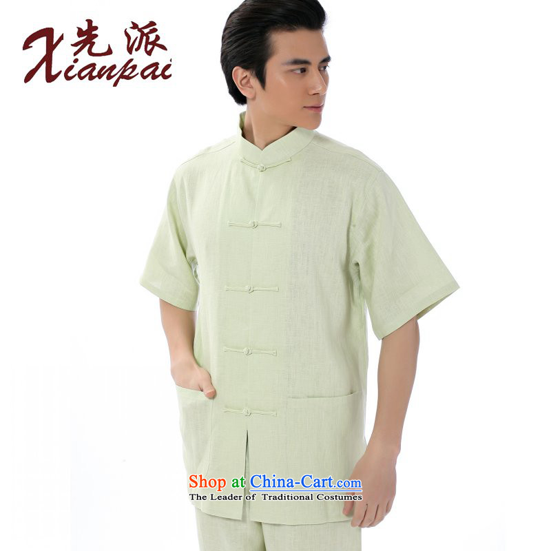 The dispatch of China wind Chinese tunic Chinese men of older persons in the summer linen loose Tang dynasty increase short-sleeved T-shirt men Han-national services only T-shirt linen ball-light green short-sleeved T-shirt , L, dispatch (xianpai) , , , s