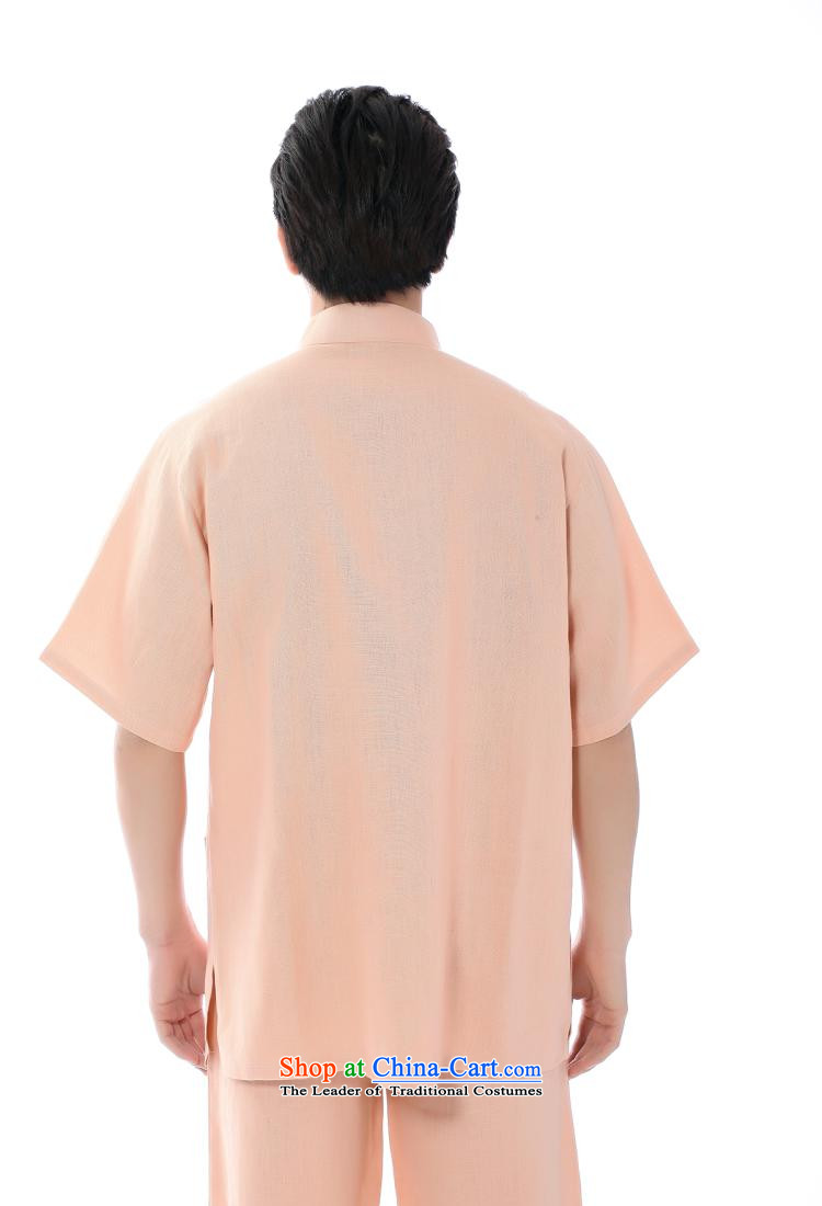 To send a new summer products Tang dynasty men linen short-sleeved T-shirt leisure loose collar Tray Tie China wind youth literary style home service is used only linen clothes pink short-sleeved T-shirt XXL picture, prices, brand platters! The elections are supplied in the national character of distribution, so action, buy now enjoy more preferential! As soon as possible.