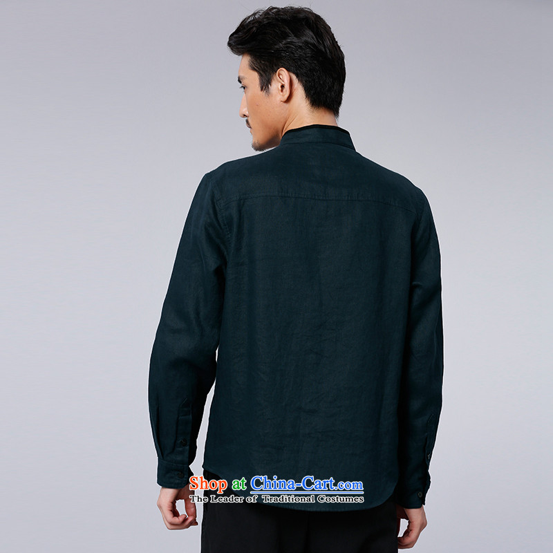 To replace 2015 Autumn Tang Lung New China wind men linen long-sleeved shirt with dark green 48 mainstay of 15,582 52, to lung , , , shopping on the Internet