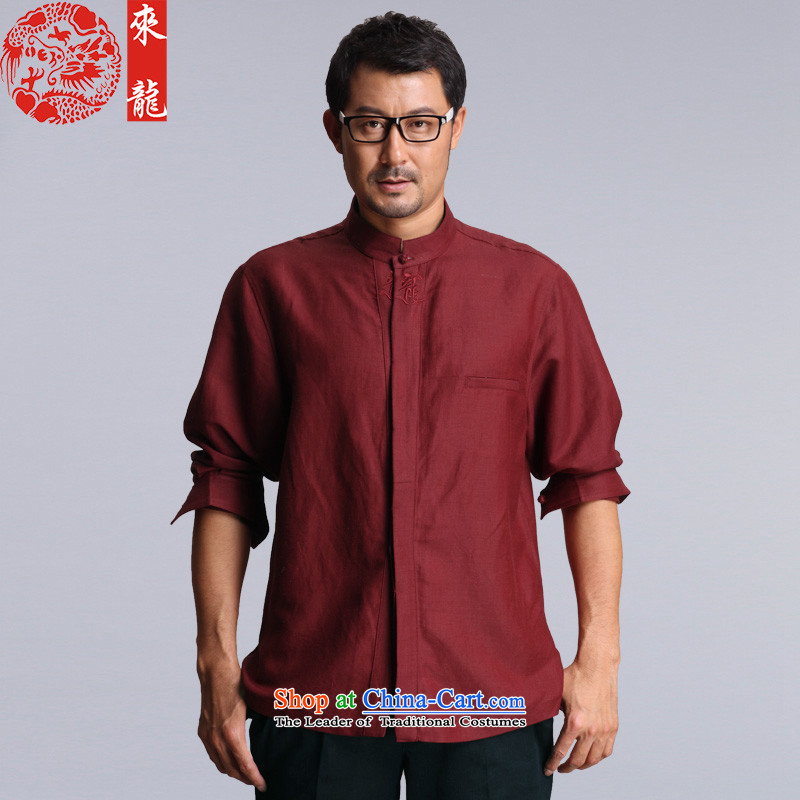To replace the fall of Tang Lung China wind men bamboo Ma Tei & rayon long-sleeved shirt certificates130-14328 dark red 48 dark red to lung , , , 53/481 shopping on the Internet