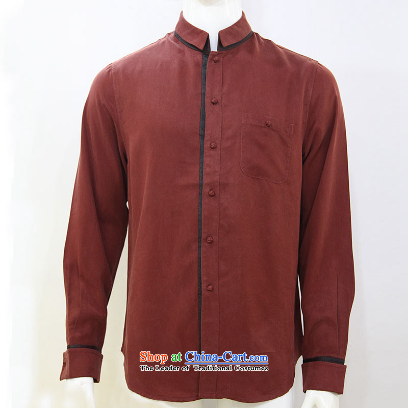 To replace the fall of Tang Lung China wind men tencel long-sleeved shirt 14326 dark red 48 to 44, dark red dragon , , , shopping on the Internet