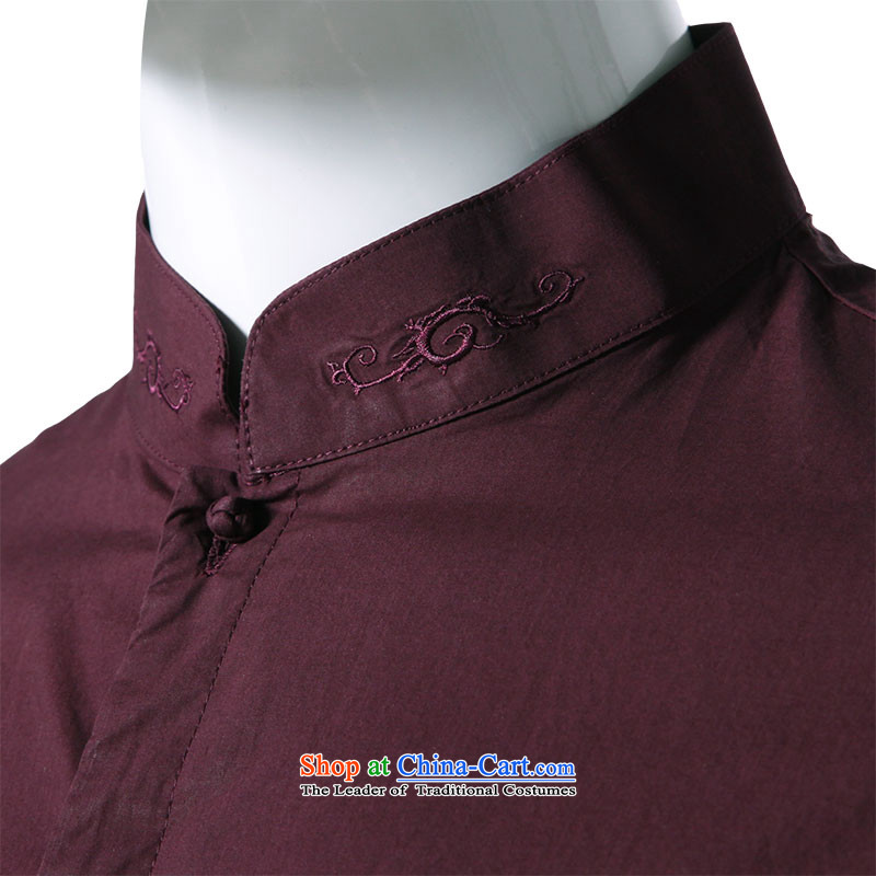 To replace the fall of Tang Lung China wind men pure cotton long-sleeved shirt A13942 aubergine 48 Magenta 50 to lung , , , shopping on the Internet