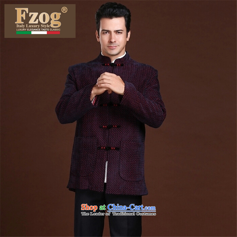 Fzog    printed cloth leisure minimalist men loose long-sleeved middle-aged men's dot Tang dynasty breathability red XL,FZOG,,, shopping on the Internet