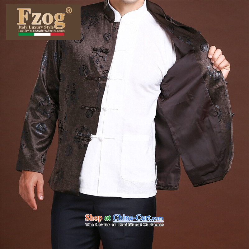 Fzog   new men casual simplicity loose printed cloth animal patterns of older men's comfortable black XXXL,FZOG,,, Tang dynasty shopping on the Internet