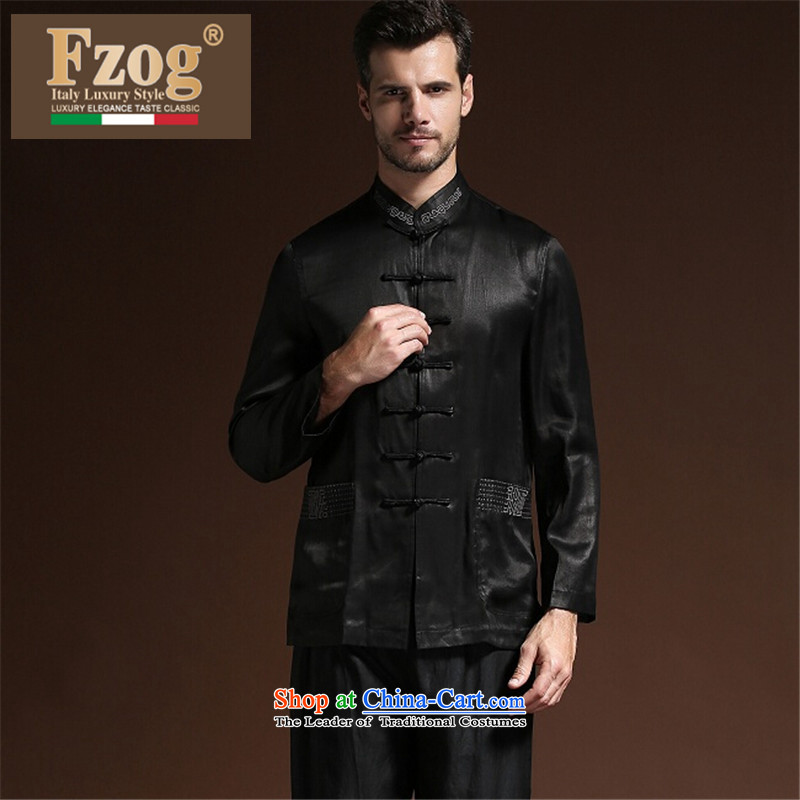 Fzog   new minimalist leisure middle-aged men men's solid color coating cloth Tang dynasty comfortable wild breathable black XL,FZOG,,, shopping on the Internet