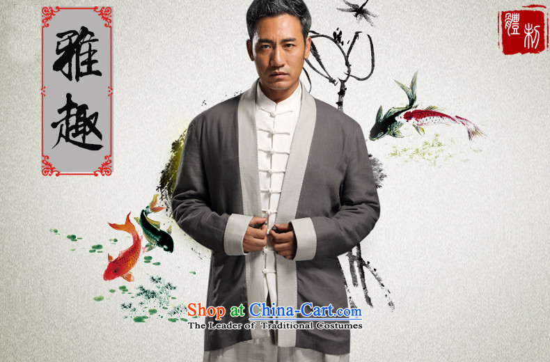 Renowned China wind linen Han-long-sleeved male cardigan improved Tang blouses Chinese Tang dynasty retro autumn men 2XL/180 Gray Photo, prices, brand platters! The elections are supplied in the national character of distribution, so action, buy now enjoy more preferential! As soon as possible.