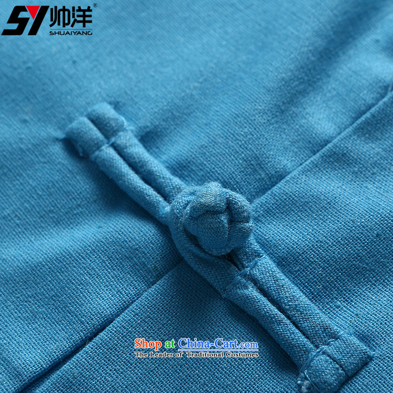 Yohei Kono autumn 2015 installed shuai new even cuff men Tang dynasty long-sleeved shirt China Wind Jacket Chinese men's jackets blue Single T-shirts are 180, yang (Shuai SHUAIYANG) , , , shopping on the Internet