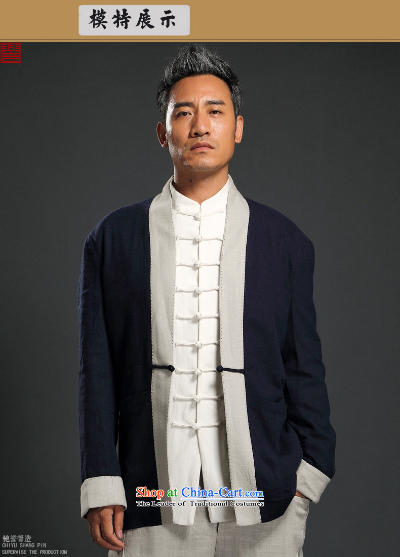 Renowned China wind linen Han-long-sleeved male cardigan improved Tang blouses Chinese Tang dynasty retro autumn men tea service blue 2XL Photo, prices, brand platters! The elections are supplied in the national character of distribution, so action, buy now enjoy more preferential! As soon as possible.