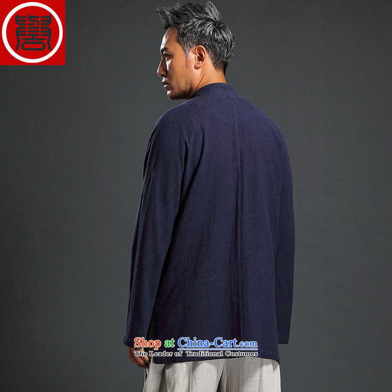 Renowned Tang dynasty autumn long-sleeved men's disk-han-China wind linen men casual relaxd cotton linen shirts and light violet , L, renowned (CHIYU) , , , shopping on the Internet