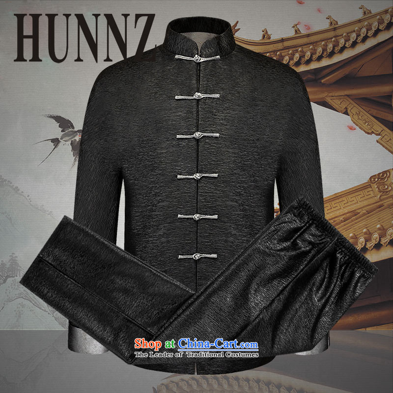 New products in the spring and autumn HUNNZ2015 Tang dynasty older men and packaged China Wind Jacket men's clothes, thread the thin black 180,HUNNZ,,, shopping on the Internet