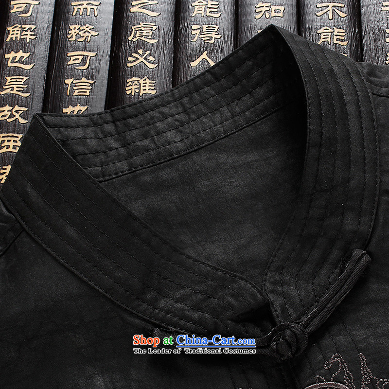 Hannizi2015 China wind silk carpets cloud of incense yarn Tang Dynasty Men long-sleeved shirt of older people in Korea, Chinese tunic black XXXXL, Gigi Lai (hannizi) , , , shopping on the Internet