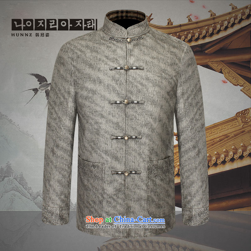 Slim, classical Tang HANNIZI2015 replacing men and long-sleeved quality leather garments of older men jacket retro-fitted men gray 185 Tang, Gigi Lai (hannizi won) , , , shopping on the Internet