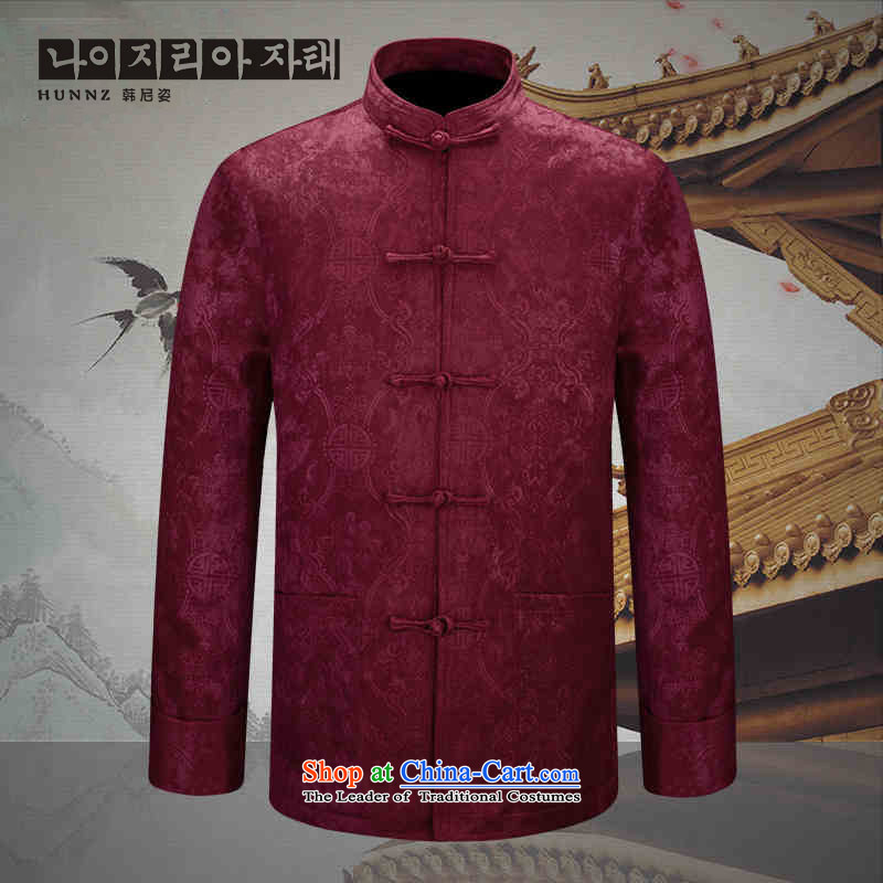 Hannizi2015 New China wind classic men of older persons in the Tang dynasty men's men's jackets Chinese tunic deep red and postures (Korea 190, hannizi) , , , shopping on the Internet