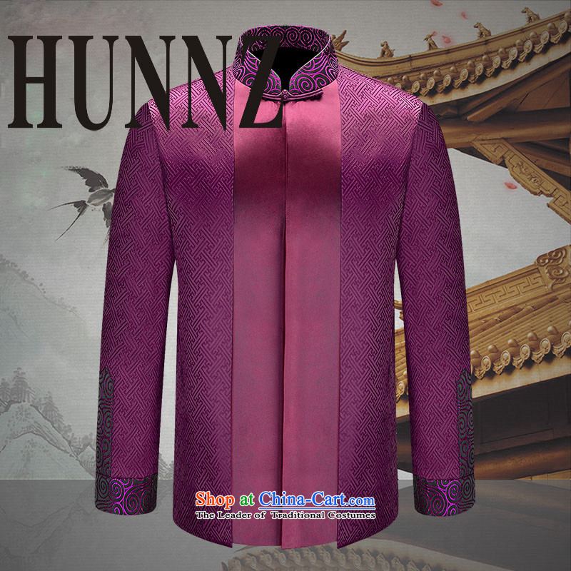 Classical China wind HUNNZ2015 men Tang Dynasty Chinese Dress Han-improvement of older Chinese tunic men 190,HUNNZ,,, Purple Shopping on the Internet