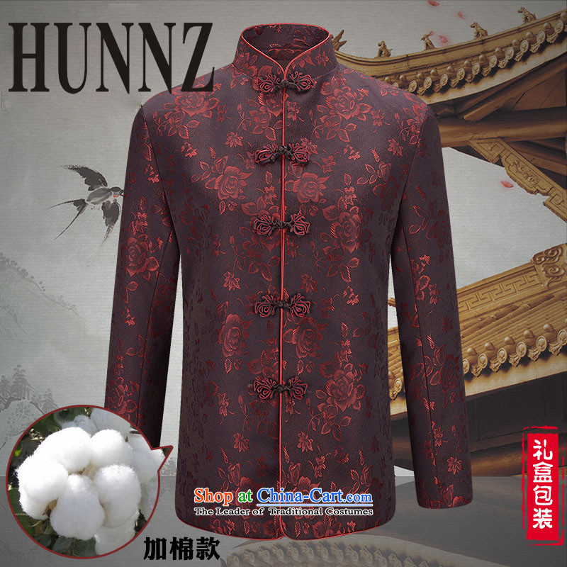 Hunnz of older persons in the new Tang dynasty men characters long-sleeved Chinese Dress China Wind Jacket couples deep red 175 extra cotton ,HUNNZ,,, shopping on the Internet