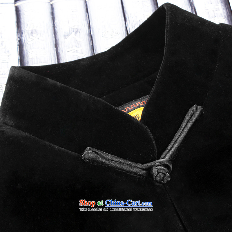 Comfortable velvet Kim HANNIZI men Tang dynasty China wind of older persons in the long-sleeved jacket Chinese male black jacket, 170, Korea, Gigi Lai (hannizi) , , , shopping on the Internet