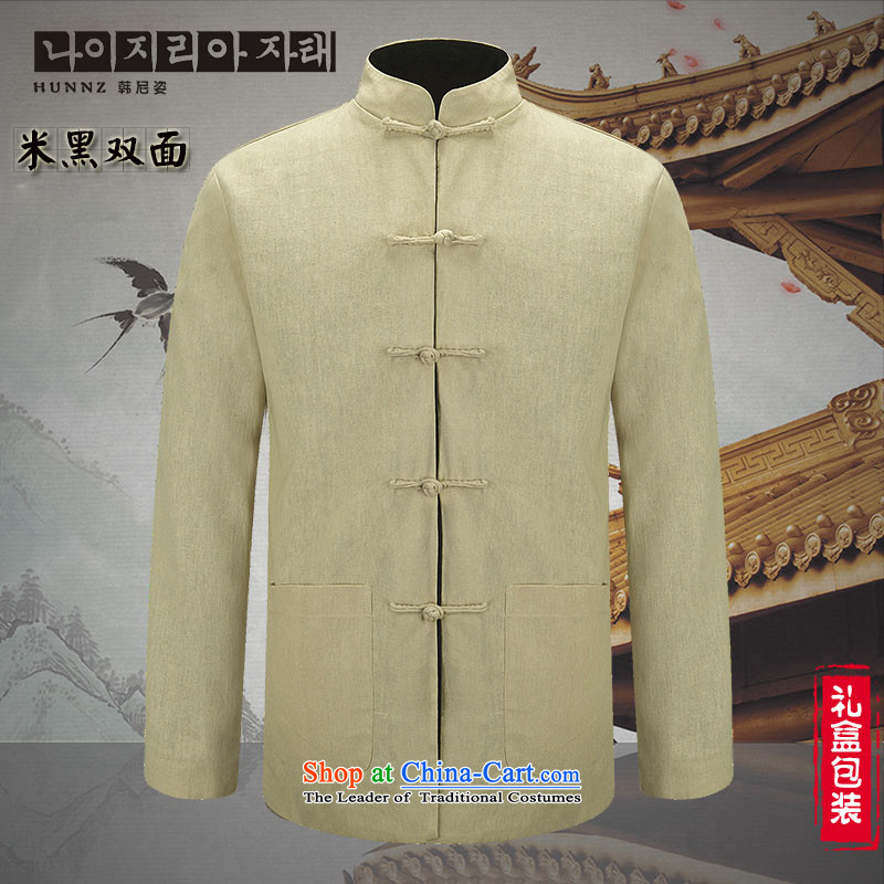 Name of classic Chinese Wind HANNIZI men Tang dynasty long-sleeved shirt cotton linens and Chinese Two-sided wear jacket men in black and white , 2-sided 185 won Gigi Lai (hannizi) , , , shopping on the Internet