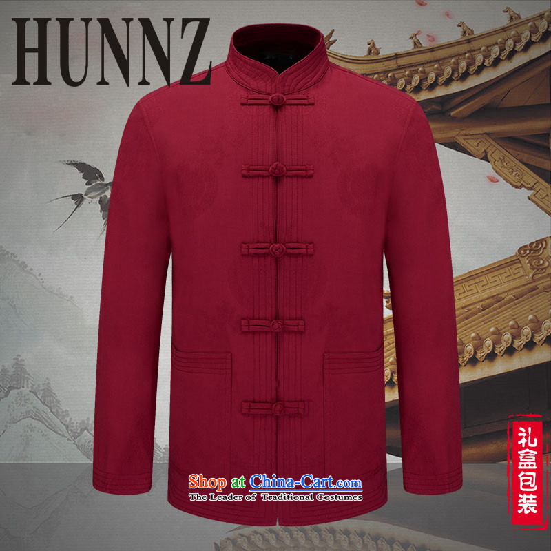Hunnz ethnic characteristics in men's jackets China wind men of older persons in the Han-casual jacket jacket deep red 170,HUNNZ,,, shopping on the Internet