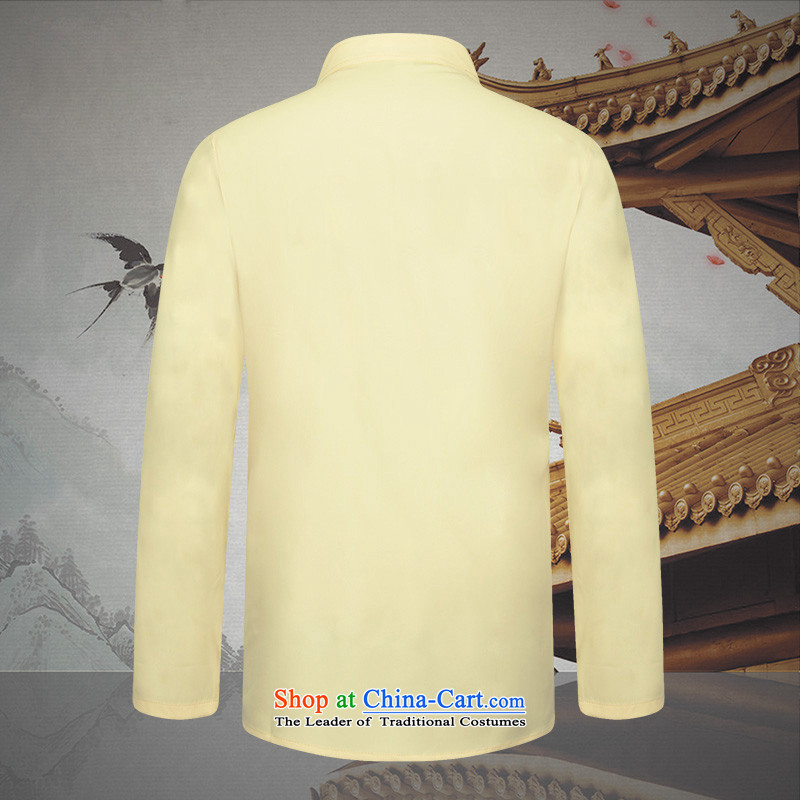 New products of traditional Chinese HUNNZ wind long-sleeved embroidered dragon Tang Dynasty hailed from clothing ethnic characteristics of men kit light yellow 175,HUNNZ,,, shopping on the Internet