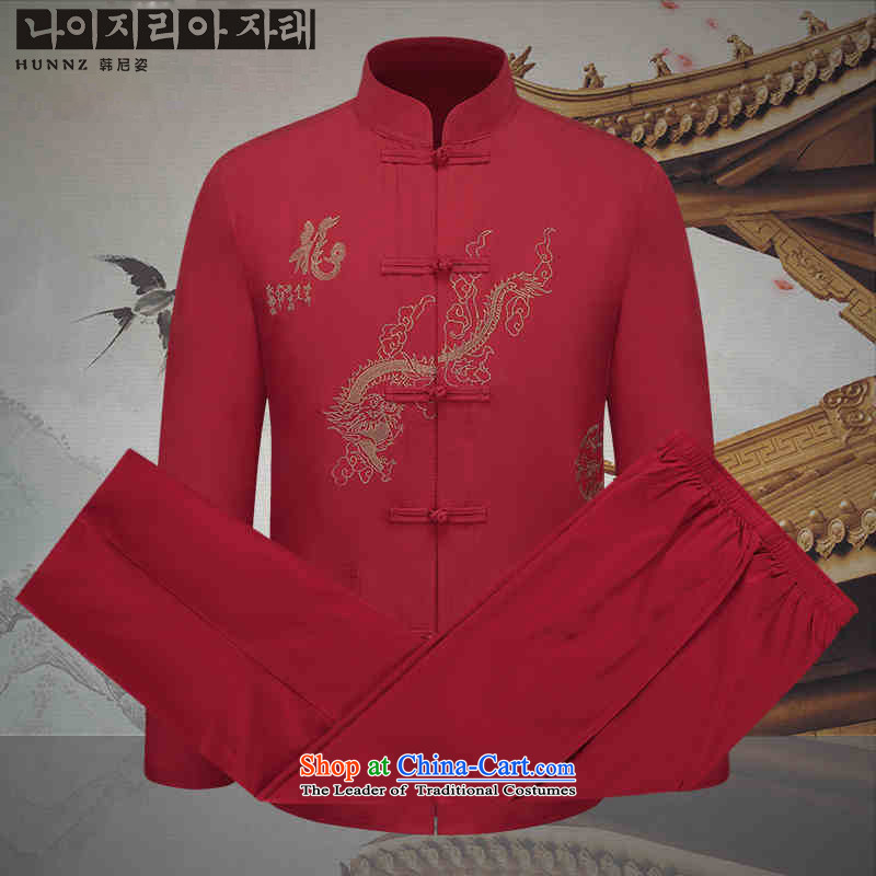 New products of traditional Chinese HANNIZI wind long-sleeved embroidered dragon Tang Dynasty hailed from clothing ethnic characteristics of men packaged deep red 165, Korea, Gigi Lai (hannizi) , , , shopping on the Internet
