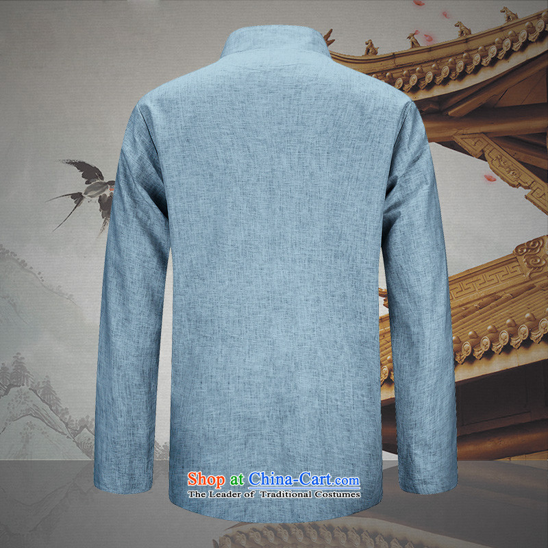 New Natural Linen HUNNZ men jacket Classical China wind Chinese tunic fine embroidery on light blue 175,HUNNZ,,, father shopping on the Internet