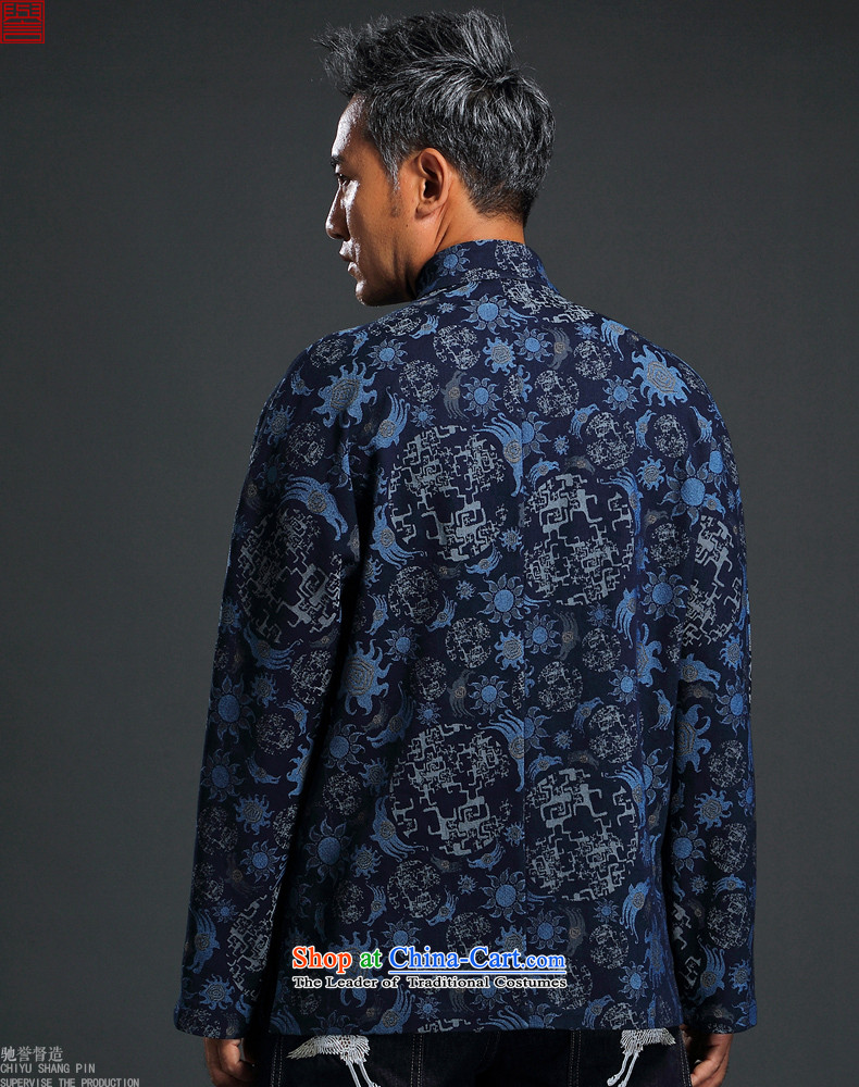 Renowned China wind knitting cowboy Tang Dynasty Chinese Manual Tray detained men jacket Stylish coat collar retro shirt blue XL Photo, prices, brand platters! The elections are supplied in the national character of distribution, so action, buy now enjoy more preferential! As soon as possible.